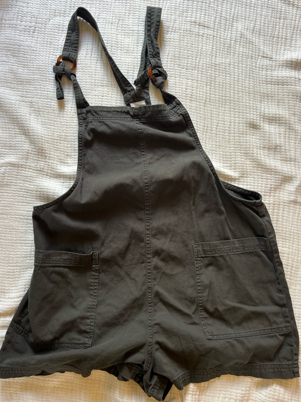 aerie washed black Short Overalls Romper with Adjustable Straps